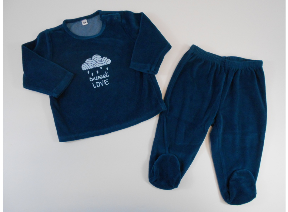 Petit Béguin - Pyjama Bébé 2 Pièces En Velours Maloueg Doux Et Chaud Pour Hiver