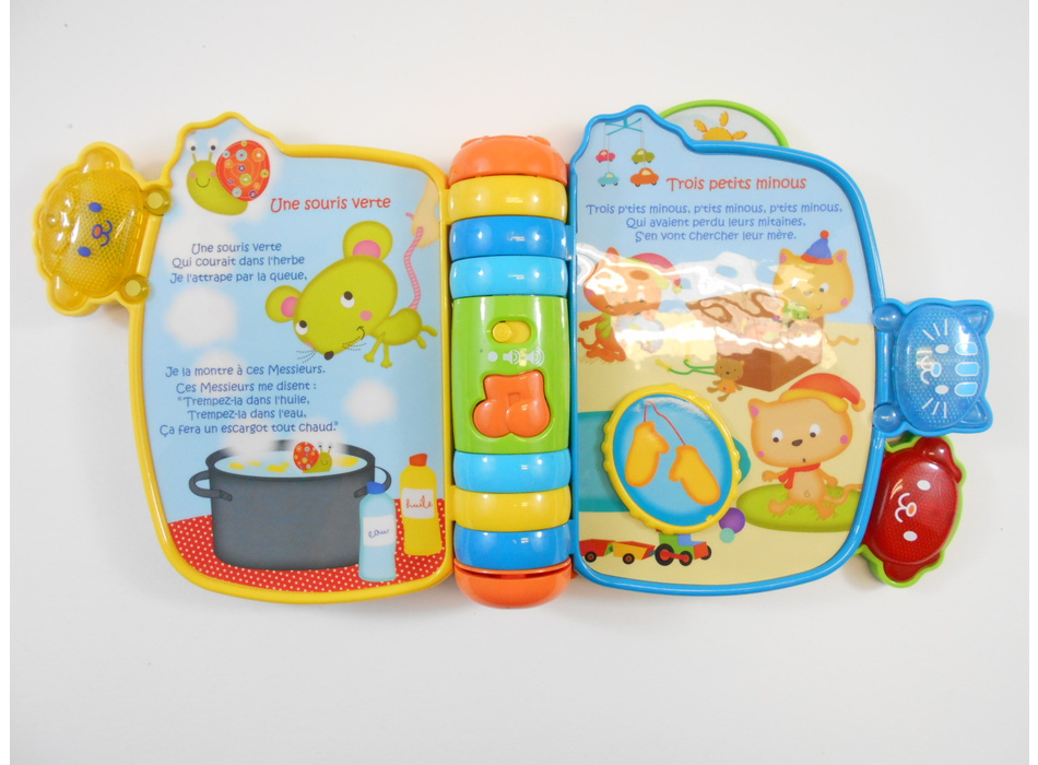 Livre Interactif Musical Pour Bébé - 7 Pages, 6 Comptines - Visage Lumineux - À Partir De 6 Mois - 2 Piles LR3 Incluses