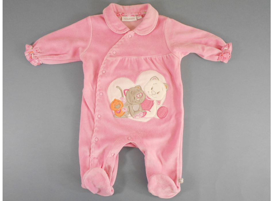 NOUKIE'S Pyjama Velours Lapin Beige 3 Mois - Doux Et Confortable Pour Bébé