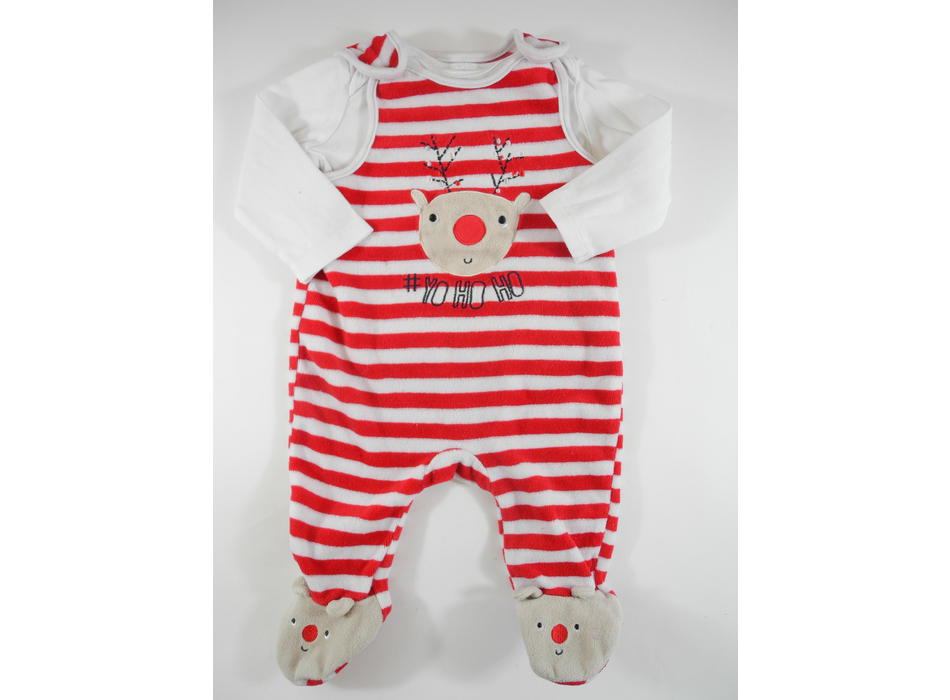 Combinaison Bébé Noël Manches Longues - Grenouillère Festive Avec Chapeau, 0-24 Mois