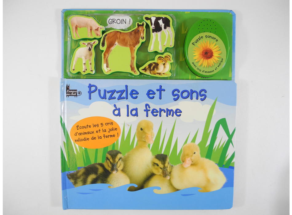 Puzzle et sons à la ferme - Langue au chat - Livres | Mon Petit Doudou