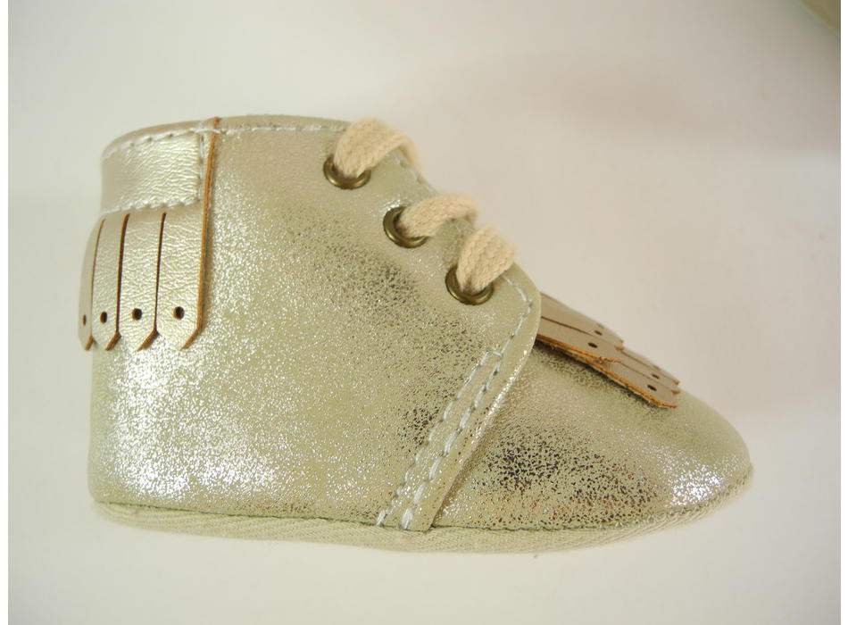 Chaussons - Chaton en cuir doré main image 1